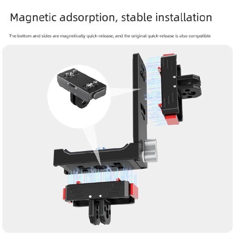Rotatable Magnetic Camera Mount For Sports Recording Lightweight Aluminum Construction With Cold Shoe Slots