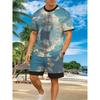 Fashion Men's Casual Suit 3D Casual Color Printing Summer T-shirt Shorts Simple