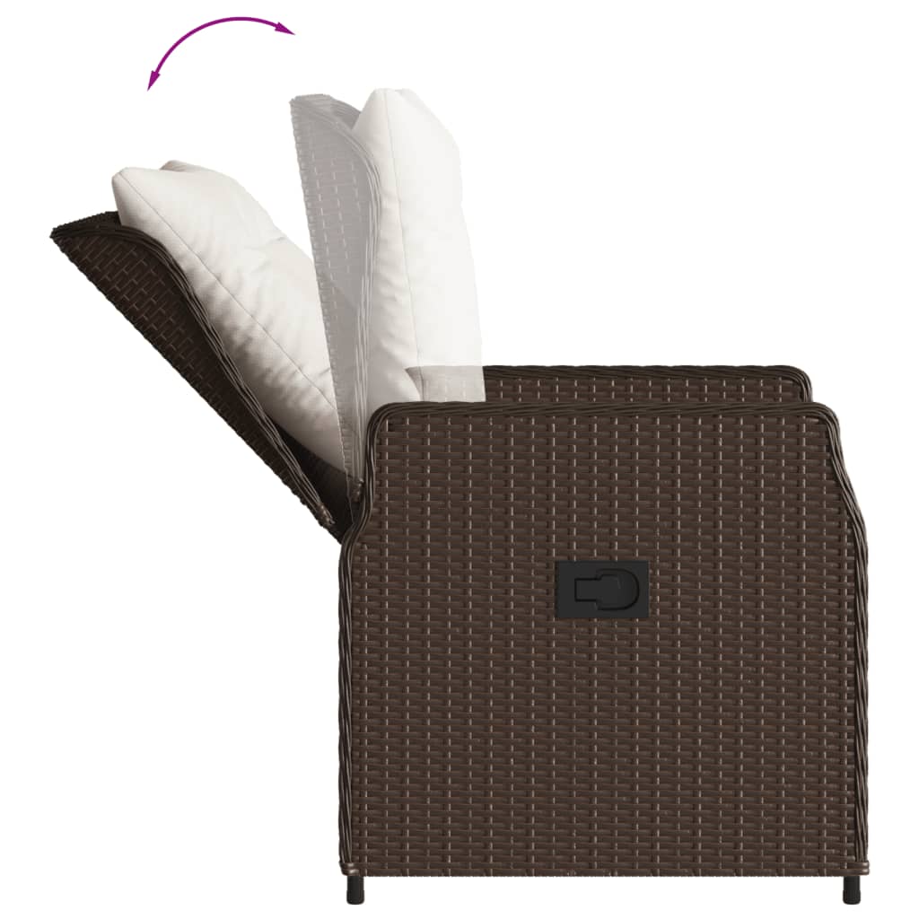 3 Piece Outdoor Dining Set with Cushions Brown Poly Rattan