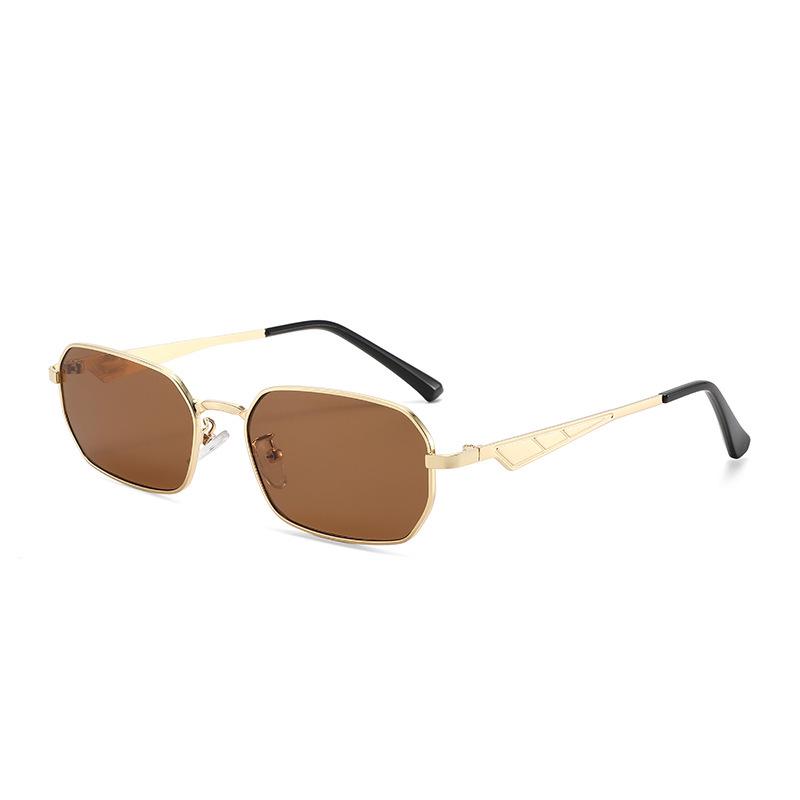 Women's Retro Square Metal Sunglasses, UV400 Sun Protection, Versatile Fashion Style