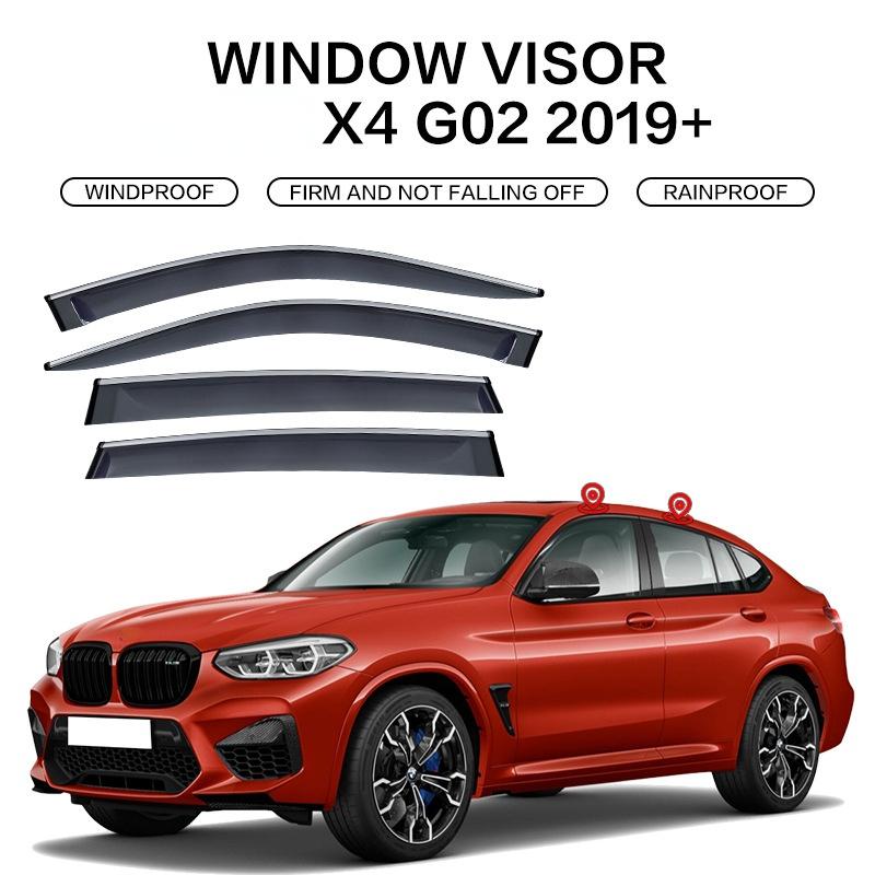 Car Window Visor for BMW X4 F26 G02 Rain Shield Deflectors Awning Trim Cover Exterior Strip Side Chrome Window Trim Accessories