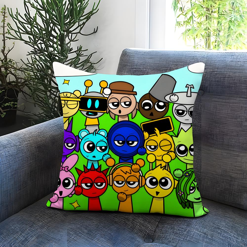 Popular Game Character Sprunki Cushion Cover Comfortable Reversible Pillow Cover Ideal for Car Sofa Bedroom Beyond