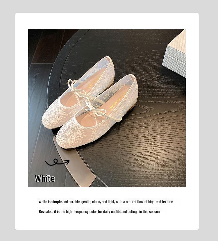 Grape Style Mesh Lace Bowknot Square Toe Hidden Heel Mary Jane Shoes for Women, Summer Collection