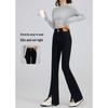 Women's High-Waisted Black Micro-Flare Jeans, Slimming and Slim-Fitting, Horseshoe Split, 2025 Early Spring Collection