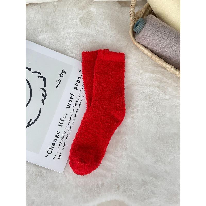 Nicht fusselnde Korallenfleece-Socken, Damen Einfarbige Haussocken, Halbfleece-Socken, Schlafsocken, Warme Fleece-Socken, Fleece-Bodensocken