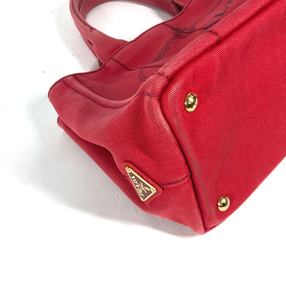 PRADA Logo Canapa SS MINI Bag Tote Bag Hand Bag Canvas Red