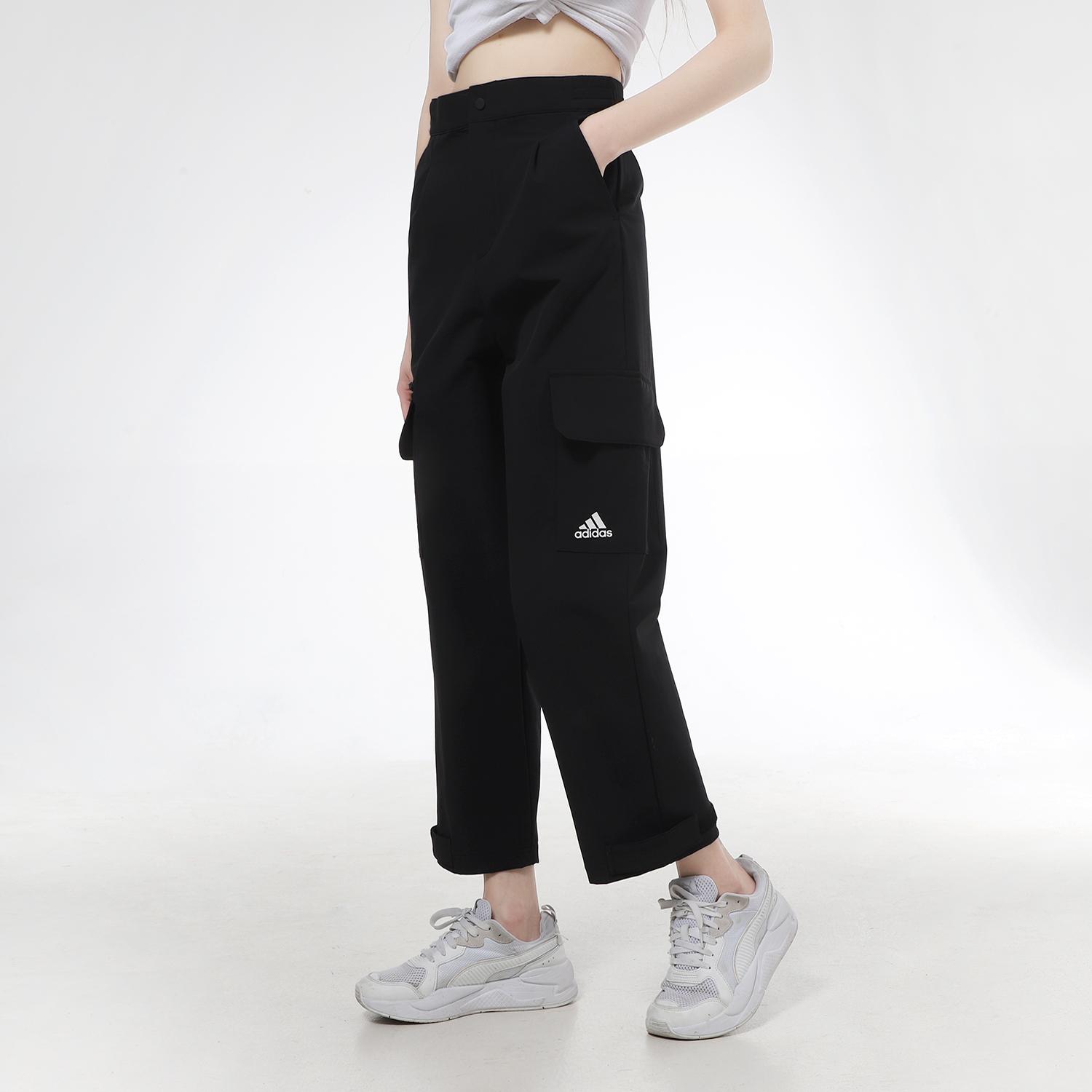 Adidas Карманные широкие тканые спортивные брюки Женские брюки черные GP0608 M — фото 5