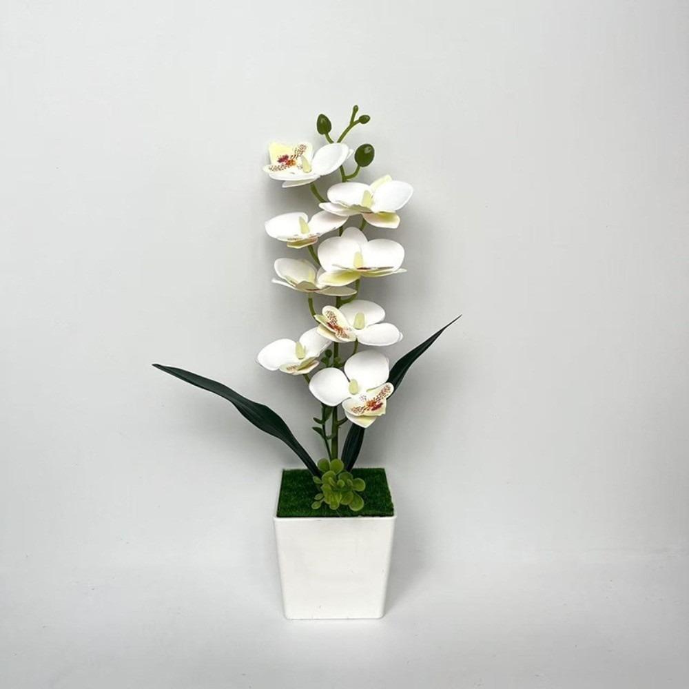 Mehrblütige Künstliche Orchidee Topfpflanzen Phalaenopsis Bonsai Wohnzimmer Ornamente