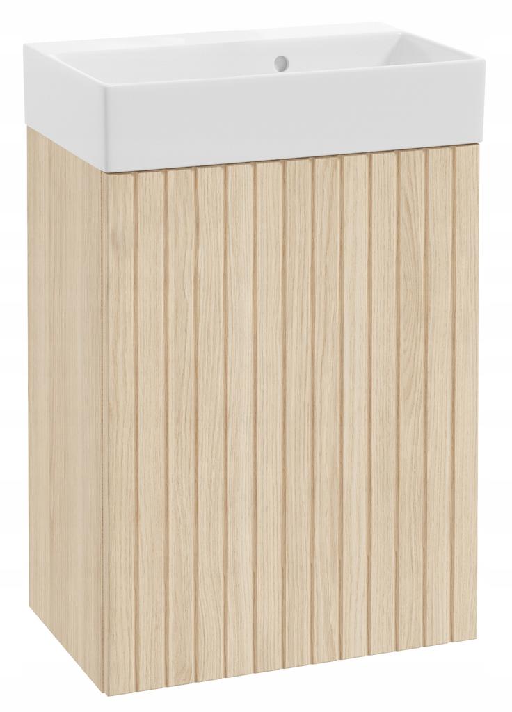 Szafka łazienkowa z umywalką Dąb Vicenza ryflowana 50x70cm Kiara