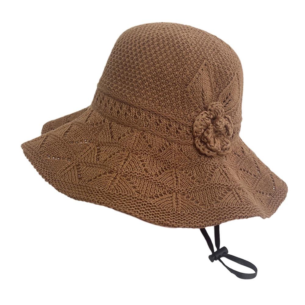 NEW UV Protection Knitting Cap Wide Brim Foldable Fishermen Cap Breathable Bucket Hat Women кофейный
