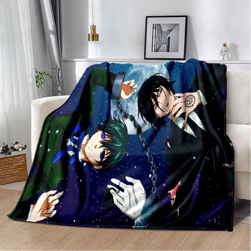 שמיכת קריקטורה אנימה תלת מימדית בלאק באטלר, שמיכת פליז רכה לבית, לחדר שינה, למיטה, לספה, לפיקניק, לנסיעות, למשרד, לכיסוי מנוחה, שמיכת ילדים