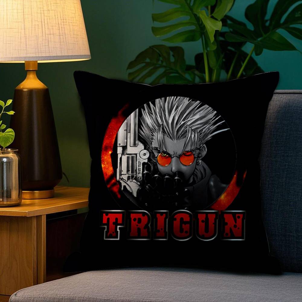 Cool Anime T-Trigun Pillow Case Plush Fabric Soft Double Sided Print Home Sofa High Quality Cushion Cover Throw