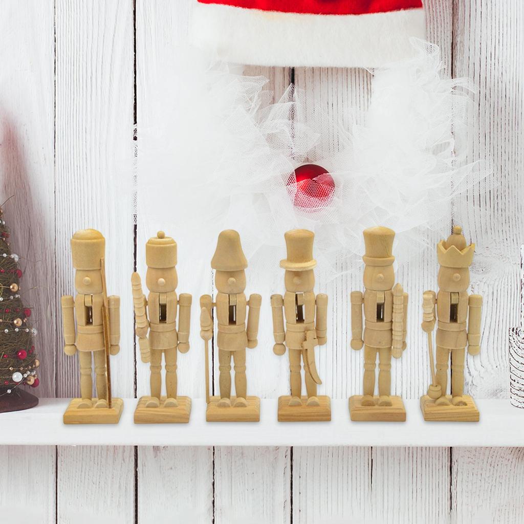 DIY Unpainted Doll Puppet Toy Figurines Wooden Nutcracker Decorations Blank Nutcracker for Christmas Party and Arts