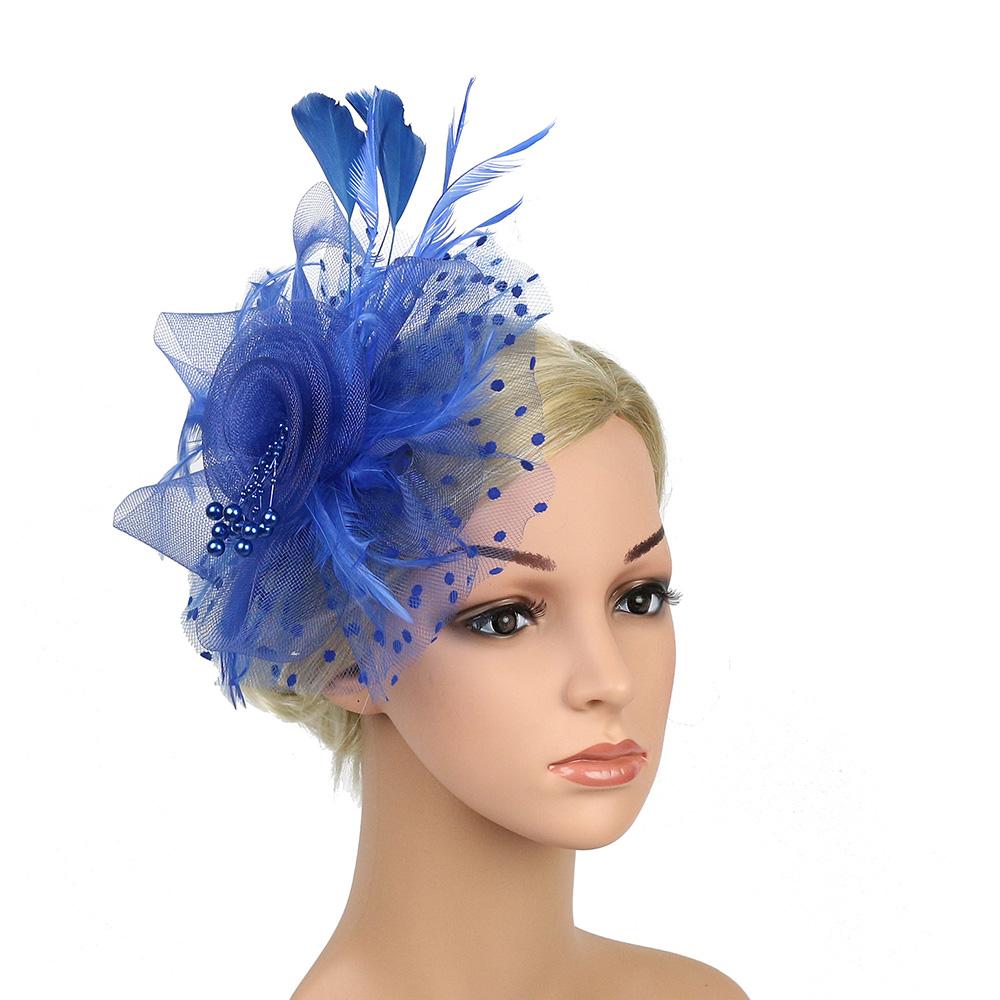 Wedding Fascinator Hat Mesh Flower Tea Party Headband Vintage Alice Headband Clip  for Women Girls