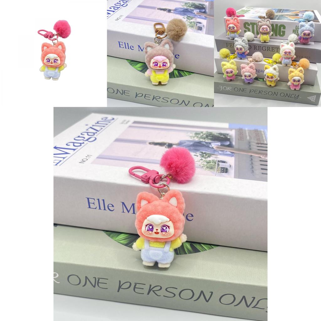 Lucky Cat Keychain Plush Toy With Handwave Design For Gift And Decor