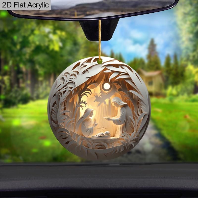 2D Flat "Nativity Scene" Round Acrylic Decoration Sign, Christmas Gift, Suitable for Wall Decoration, Porch, Room, Villa, Accents Home, Hallway, or Wo