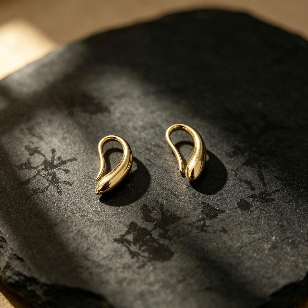 Minimalist Creative Rupert's Tear Drop Gold Earrings, Trendy, Cool Style, Korean-style, Elegant Ear Hook for Women