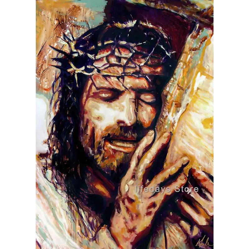 Postere și Printuri Portret Iisus Hristos Vintage Pictură pe Pânză Artă de Perete Religie Creștină Imagine pentru Camera de Zi Decor Acasă