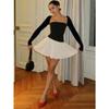 Elegant Fashion Square Collar Splicing A Line Short Dress New Long Sleeve Slim Fit Sexy Party Dress Women Vintage Party Club Sweet Dresses 2683