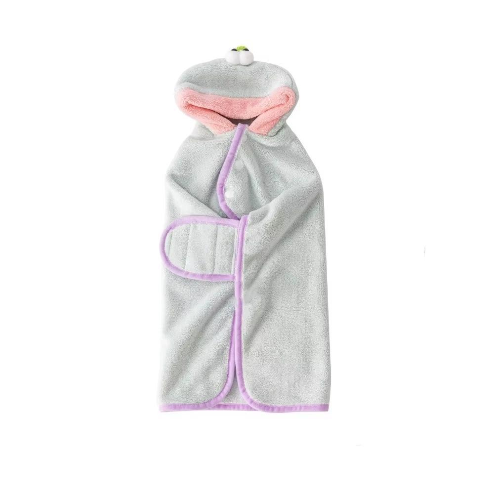 Coral Fleece Dog Hooded Bathrobe Super Absorbent Absorbent Pet Towel Cute Pet Bath Towel Dog Cat