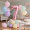 40inch Pink Number Foil Balloons Set Happy Birthday Party Decorations Kids Girl 1-9 Year Old Macaron Colored Balloon