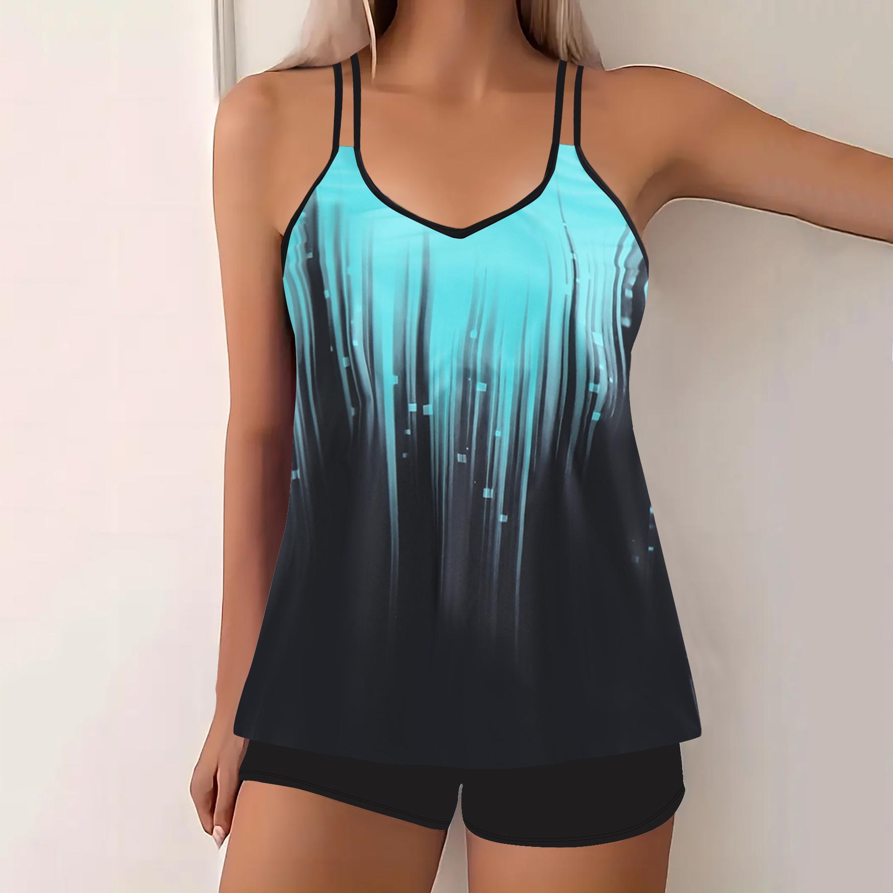 

Женский купальник, женский модный комплект бикини с цветочным принтом, бикини с высокой талией и пуш-ап, купальник из двух частей, женский купальный костюм, сексуальный купальный костюм XS синий