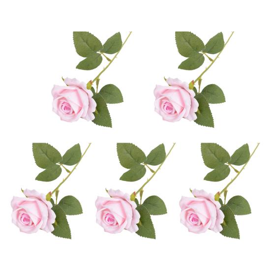 5 Pcs Artificial Red Roses Simulated Flowers with Bendable Stems Realistic