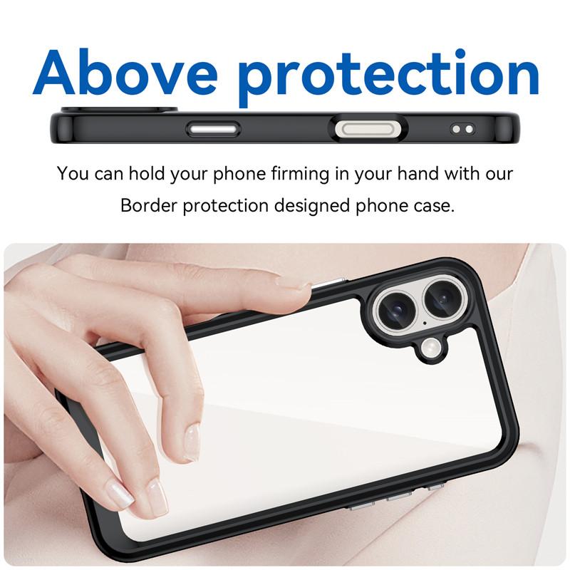 For iPhone 16 Case For Apple iPhone 16 Cover Cases Luxury Clear PC Shockproof Silicone Protective Phone Back Cover For iPhone 16