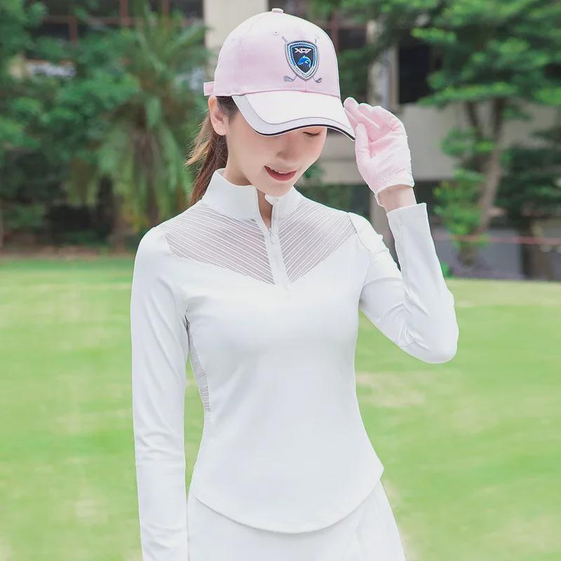 Women's Golf Outfit: Spring & Autumn Long-Sleeve T-Shirt with Short Lace Skirt, Korean Style, Slim Fit Sportswear