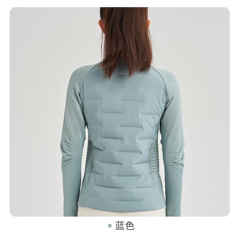 Winter Running Sports Top Yoga Fitness Jacket White Goose Down Jacket Warm Light Short Slim Jacket