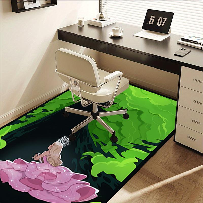 PrincessWicked Pattern Polyester Office Carpet Chair Mats, Home Decor Dormitory Floor Protector with Anti-Skid Backing, Large Area Coverage,