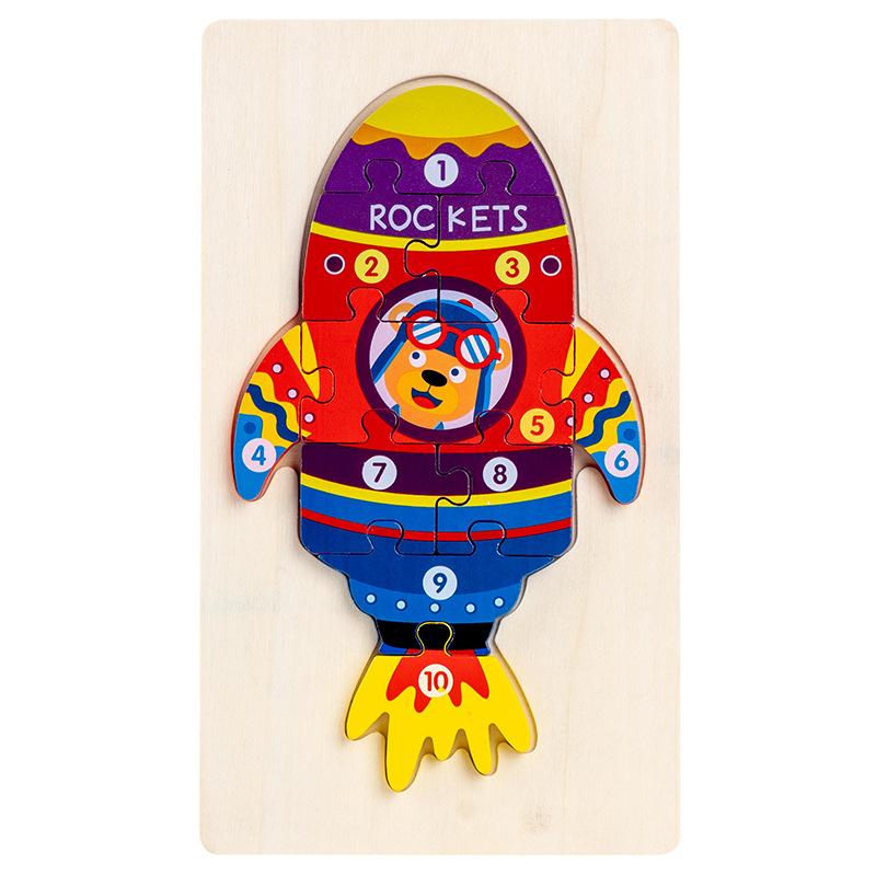 Wooden Children'S Early Education Traffic Cognition Three-Dimensional Puzzle Toy 0-2-3 Year Old Baby Educational Puzzle Building Block Toy