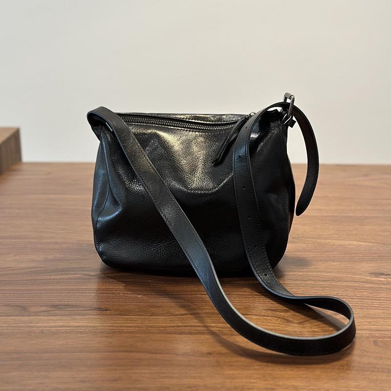 Johnature Simple Genuine Leather Women's Shoulder Bags Nature Soft Cowhide Solid Color Versatile Crossbody Bags