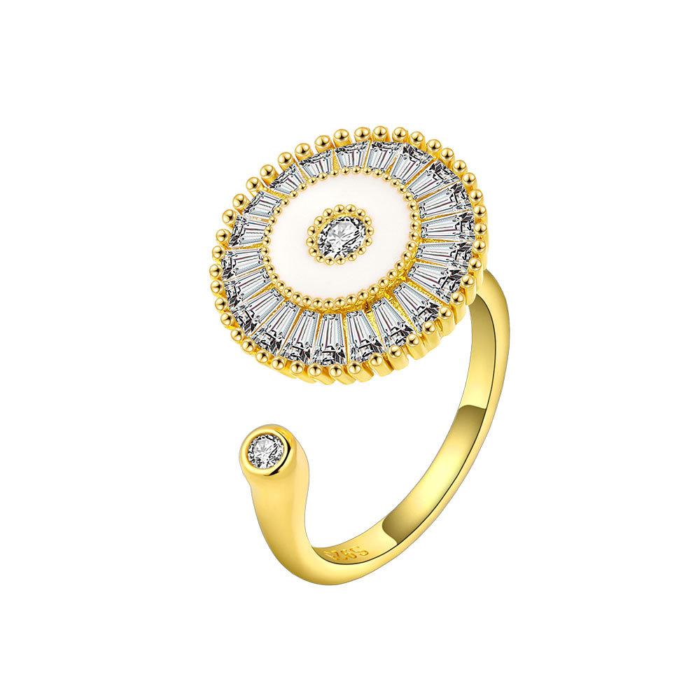 

Кольцо с открытым цветком из циркония, женское дизайнерское кольцо с нишей, двухцветное, с подсолнухом, двойной камелией, персонализированное, универсальное, регулируемое, ветряная мельница, ювелирное изделие