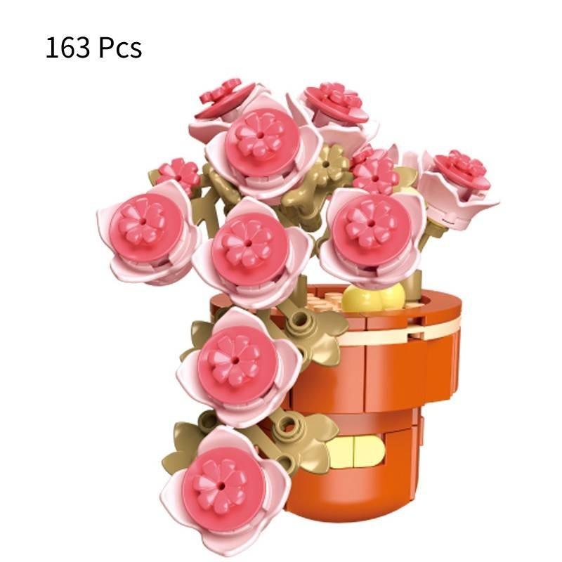Exquisite Diy Mini Brick Plant Pot Model Kit Fun Plastic Building Blocks Toy