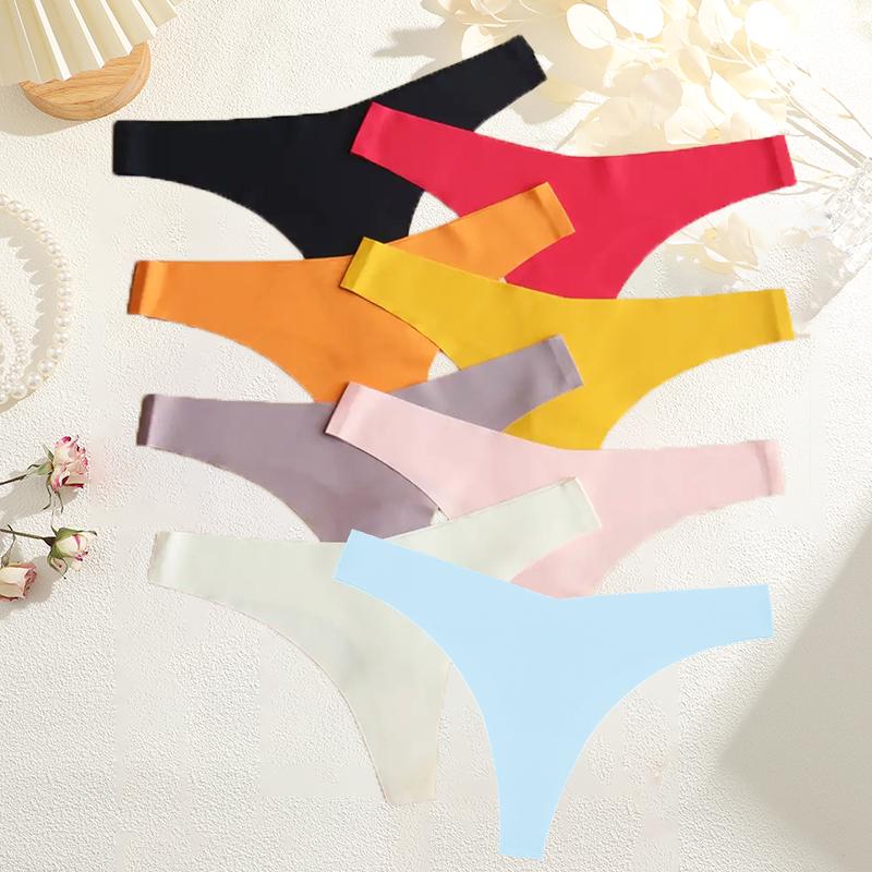 

8шт/комплект бесшовные трусики из ледяного шелка женские нижнее белье с V-образным вырезом сексуальные спортивные трусы женские мягкие ультратонкие трусики-стринги XL&8PCS