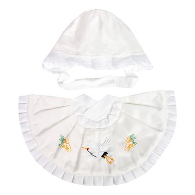 Shrine Visit Pure Hood Set for Boys and Girls Bib, Silk, Set, 2-piece (hat, Bib) (white)