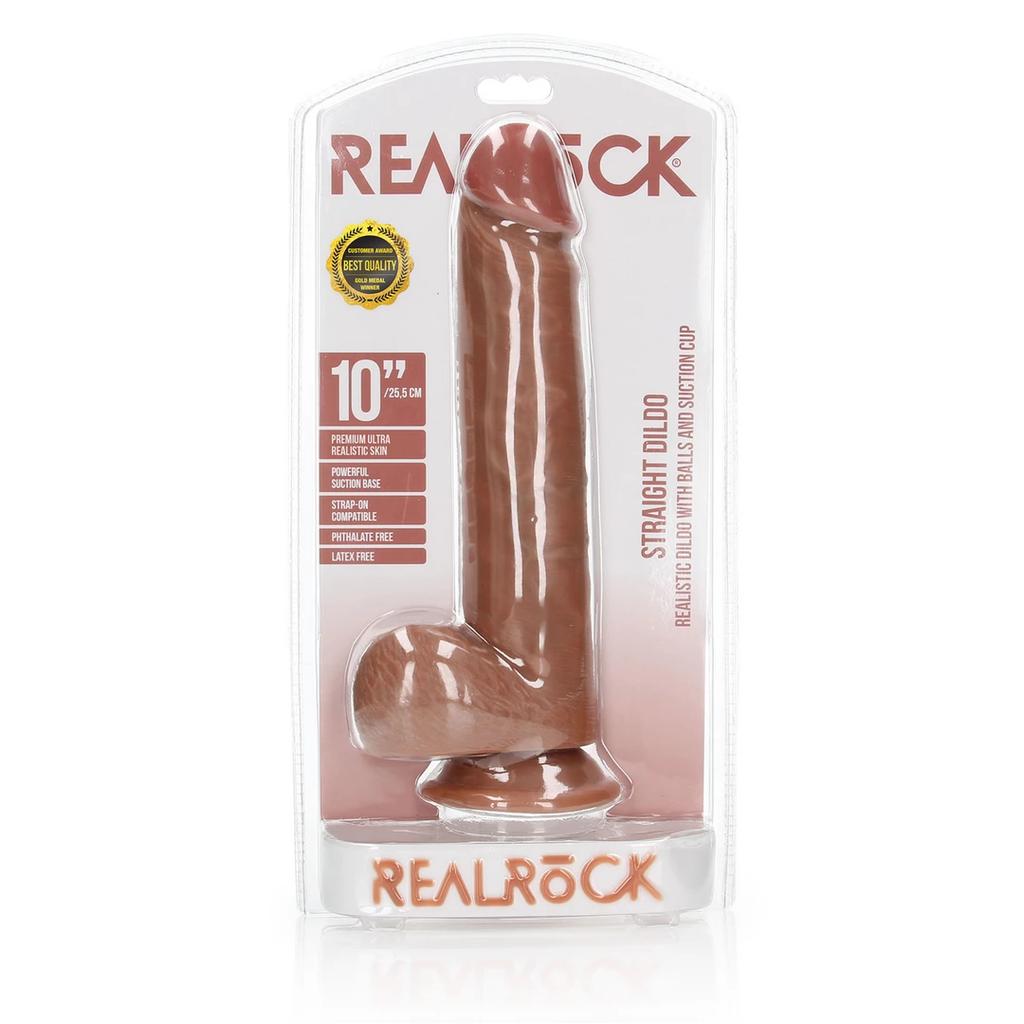 RealRock - Straight realistic dildo with testicles and suction cup 25.5 cm