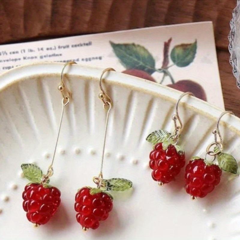 

Малиновые серьги Милые фруктовые эстетичные серьги ручной работы для женщин Ювелирные изделия Модные аксессуары short