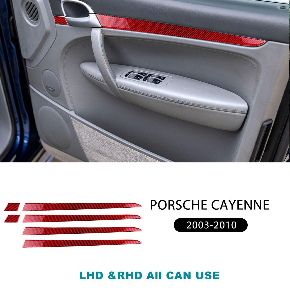 

Real Soft Carbon Fiber Sticker For Porsche Cayenne 2003 2004 2005 2006 2007 2008 2009 2010 Door Decor Interior Car Accessories красный