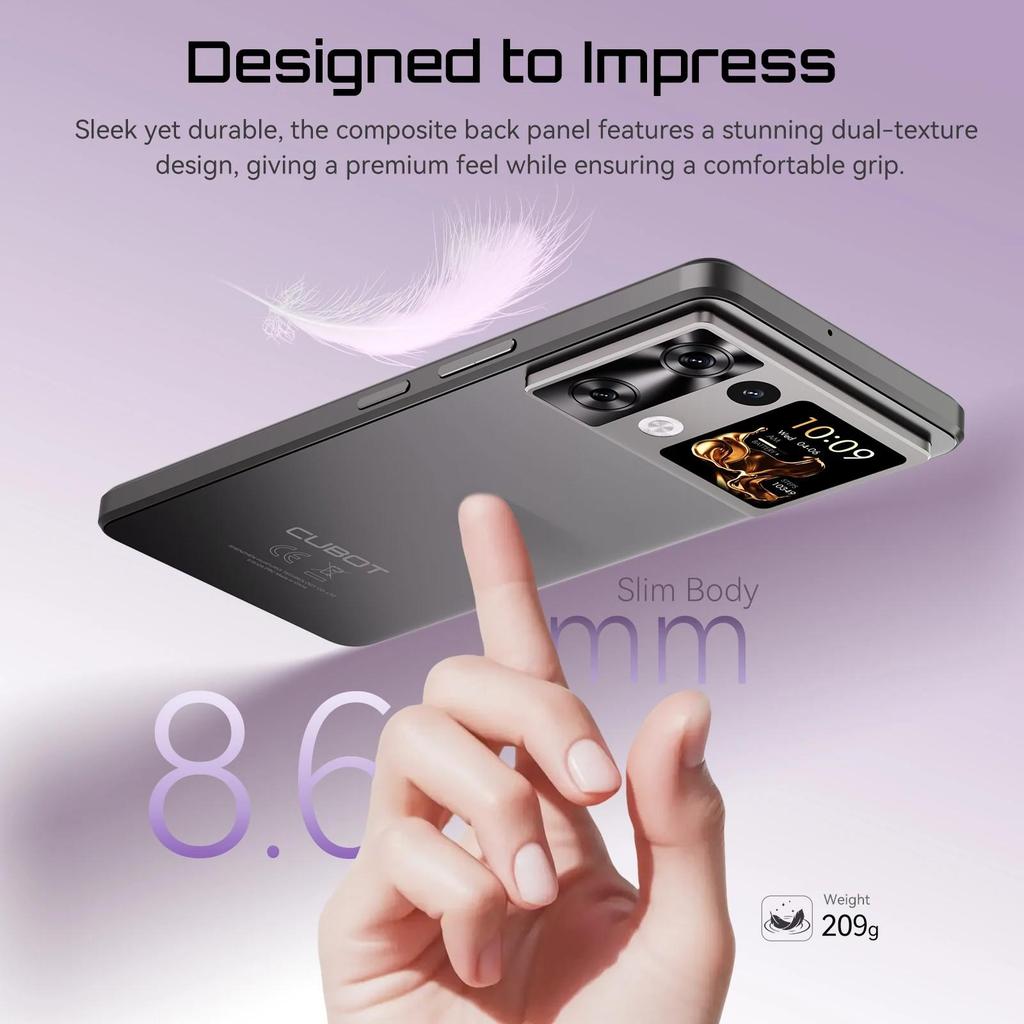 Cubot P90, Smartfon z Androidem 15, 6,88-calowy ekran 120 Hz, 12 GB RAM + 256 GB ROM, MTK Helio G100 ośmiordzeniowy, 2,2 GHz, 64 MP, 5100 mAh, NFC, telefon 4G