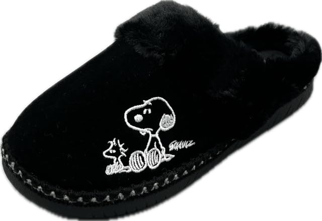 Peanuts Room Shoes Suede Sandals with Fur Warm Snoopy Slippers Indoor Shoes large [Peanuts] PN8229-01