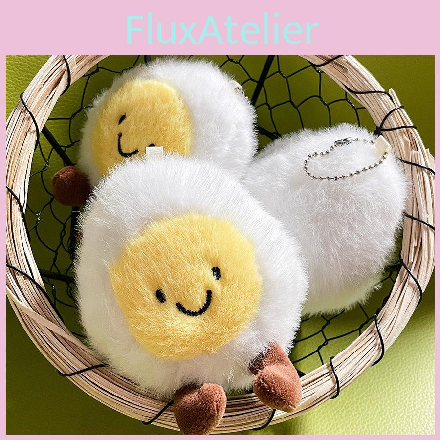 Boiled Crafted Beautifully Egg Plush Toy Colorful Smiling Face Keychain For Everyone