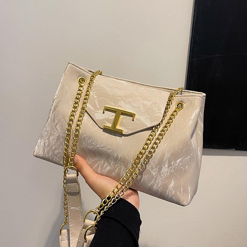 

Фактурная сумка женская 2024 новая цепочка модная большая вместительная сумка через плечо женская маленькая ароматная стильная повседневная сумка через плечо No pendant хаки