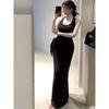 Slack waist U-neck I-shaped vest dress femininity thin niche triangle towel strap long dress