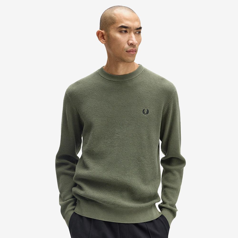 Fred Perry [Sharp] Waffle Stitch Knit - Laurel Wreath Green Afpm2536507-X21