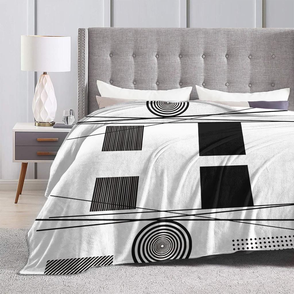 Black and White Retro Blankets Warm Soft Novelty Plush Bedding Throws For Students Couch Chair Flannel Bedspread Bed Cover