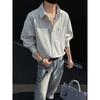 Men's Spring Stacking Long Sleeve Shirt Loose Casual Slightly Stretchy Plus Size Shirt