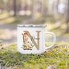 Personalized Mug for Kids Custom Deer Lion Initial with Name Cup for Boys Girls Child Handle Mugs Birthday Festive Gifts for Kid