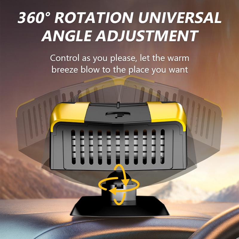 SEAMETAL 12V Car Heater Windshield Defogger and Defroster 360° Rotatable Heating/Cooling Fan Portable Car Air Defogging Heater